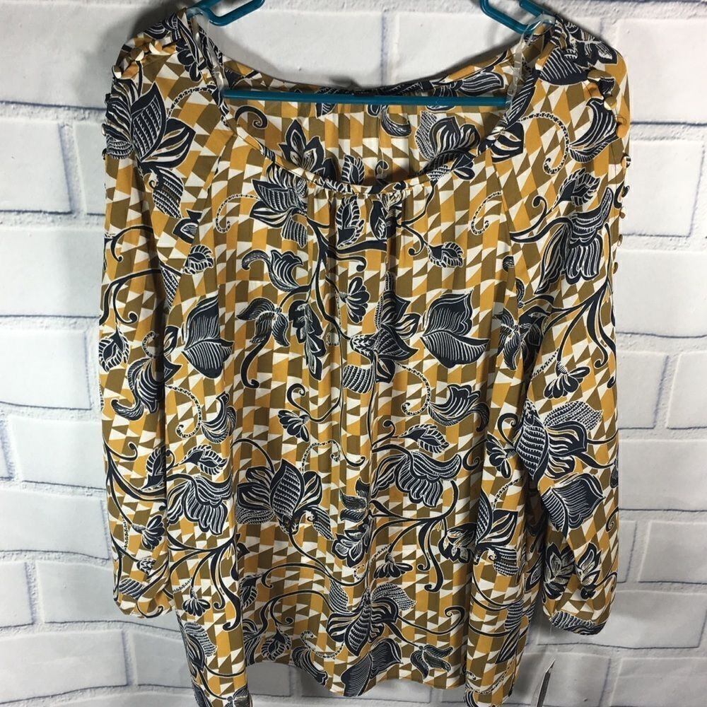 Zac & Rachel Top Size Medium Mustard Yellow Navy